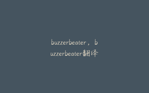 buzzerbeater，buzzerbeater翻译