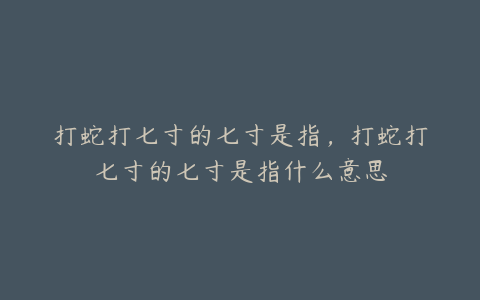 打蛇打七寸的七寸是指，打蛇打七寸的七寸是指什么意思