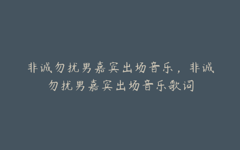 非诚勿扰男嘉宾出场音乐，非诚勿扰男嘉宾出场音乐歌词