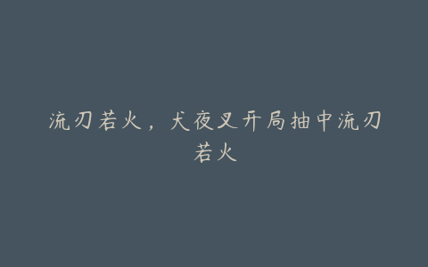 流刃若火，犬夜叉开局抽中流刃若火