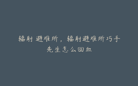 辐射 避难所，辐射避难所巧手先生怎么回血